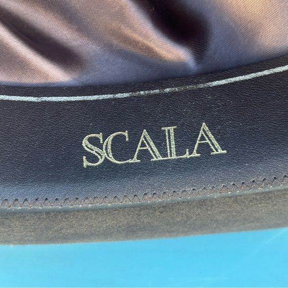 Scala Genuine Fur Felt Fedora Hat 7 1/8(57cm)Made in USA Classic Brown w/Feather - Picture 10 of 14